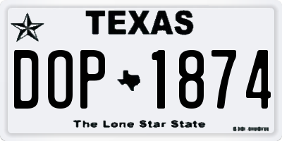 TX license plate DOP1874