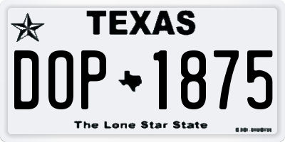 TX license plate DOP1875