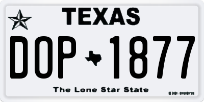 TX license plate DOP1877