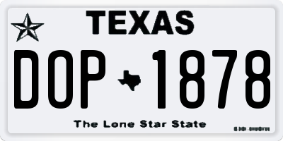 TX license plate DOP1878