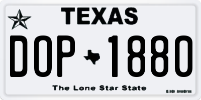 TX license plate DOP1880
