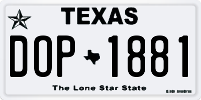 TX license plate DOP1881