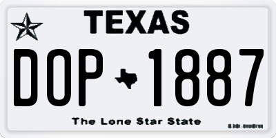 TX license plate DOP1887