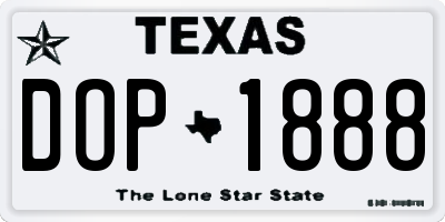 TX license plate DOP1888