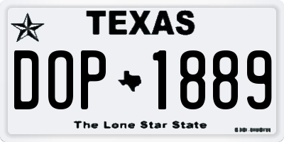 TX license plate DOP1889
