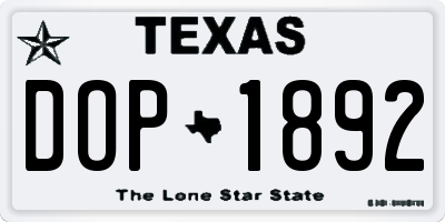 TX license plate DOP1892