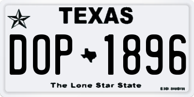 TX license plate DOP1896
