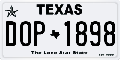 TX license plate DOP1898