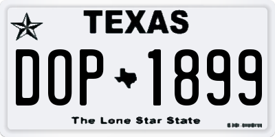 TX license plate DOP1899