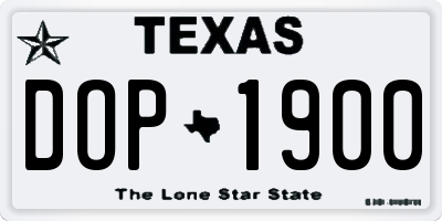 TX license plate DOP1900