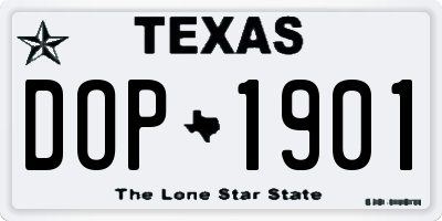 TX license plate DOP1901