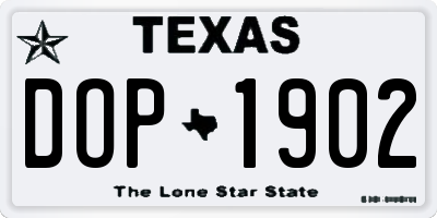 TX license plate DOP1902