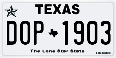 TX license plate DOP1903