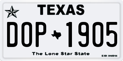 TX license plate DOP1905