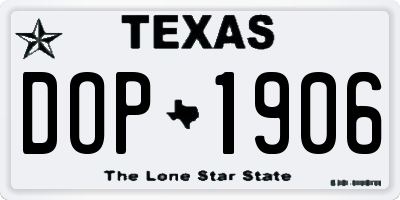 TX license plate DOP1906
