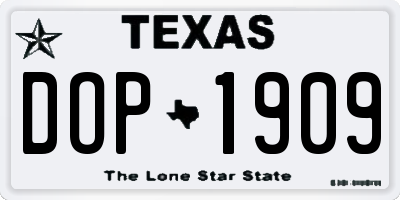 TX license plate DOP1909