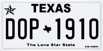 TX license plate DOP1910