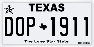TX license plate DOP1911