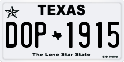 TX license plate DOP1915