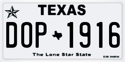 TX license plate DOP1916