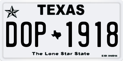 TX license plate DOP1918