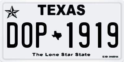 TX license plate DOP1919