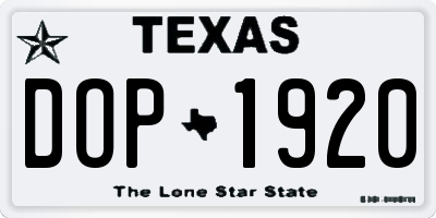 TX license plate DOP1920