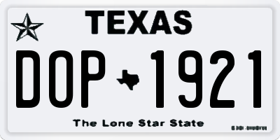 TX license plate DOP1921