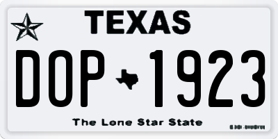TX license plate DOP1923