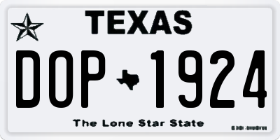 TX license plate DOP1924