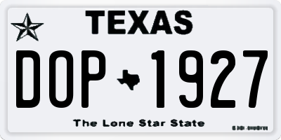 TX license plate DOP1927