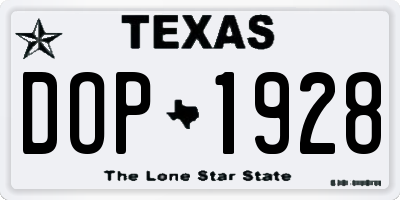 TX license plate DOP1928
