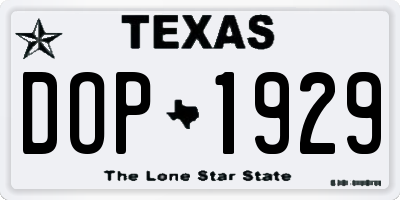 TX license plate DOP1929