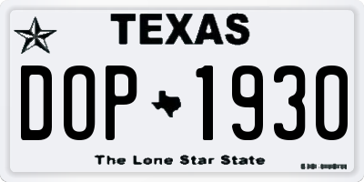 TX license plate DOP1930