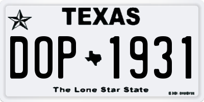 TX license plate DOP1931