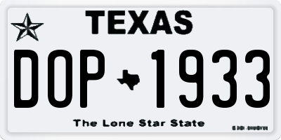 TX license plate DOP1933