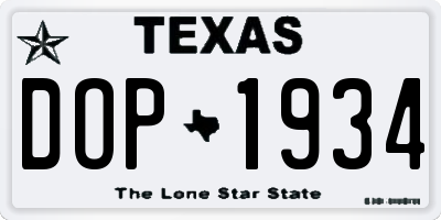 TX license plate DOP1934