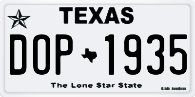 TX license plate DOP1935
