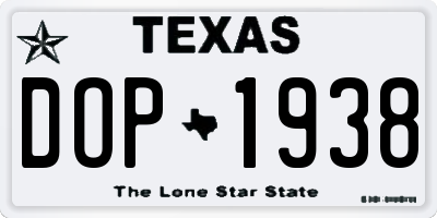 TX license plate DOP1938