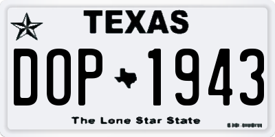 TX license plate DOP1943