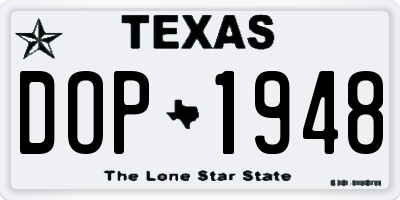 TX license plate DOP1948