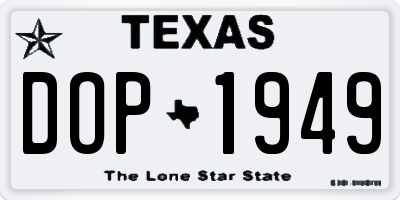 TX license plate DOP1949