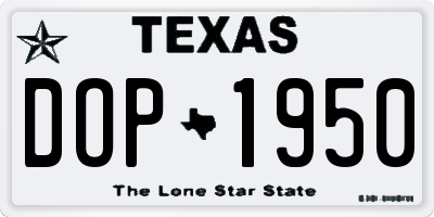 TX license plate DOP1950