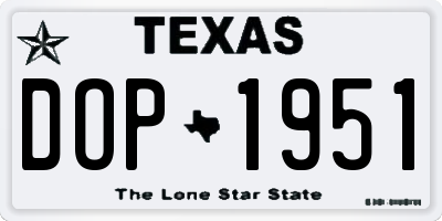 TX license plate DOP1951
