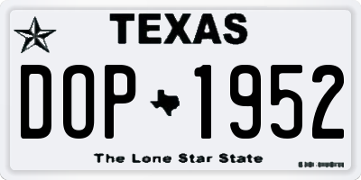 TX license plate DOP1952