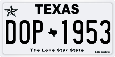TX license plate DOP1953