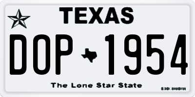 TX license plate DOP1954
