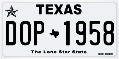 TX license plate DOP1958