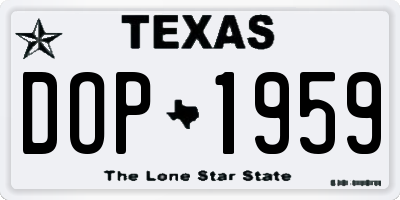 TX license plate DOP1959