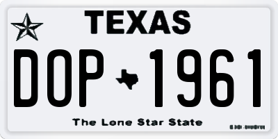 TX license plate DOP1961